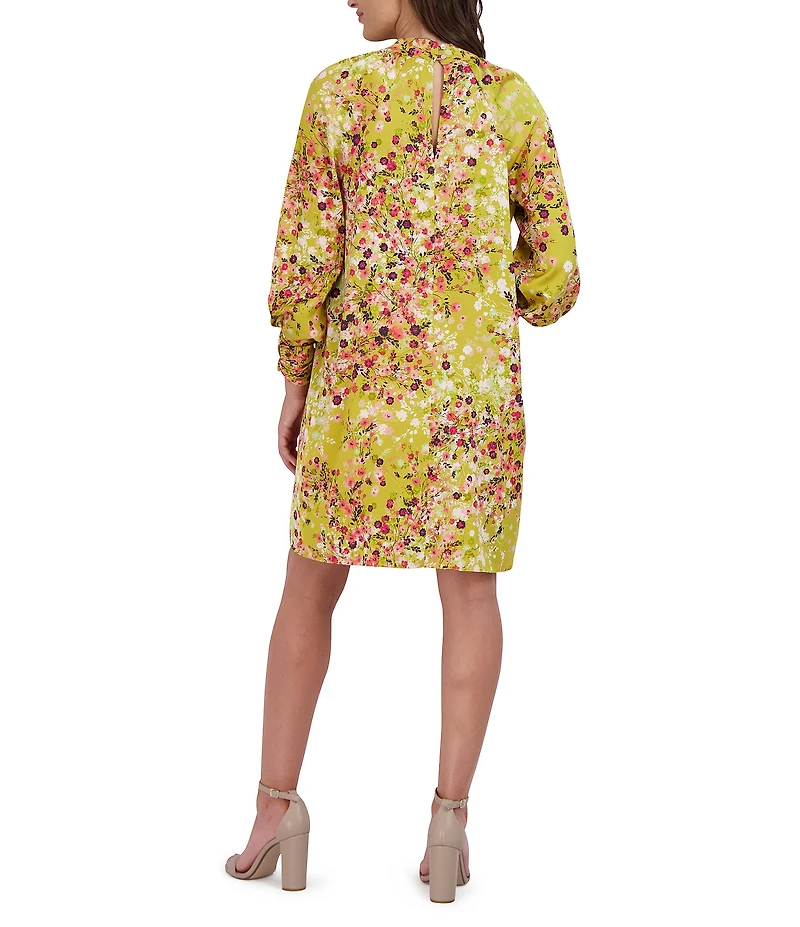 Julia Jordan Long Sleeve Mock Neck Printed Dress