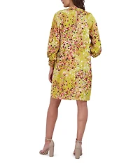 Julia Jordan Long Sleeve Mock Neck Printed Dress