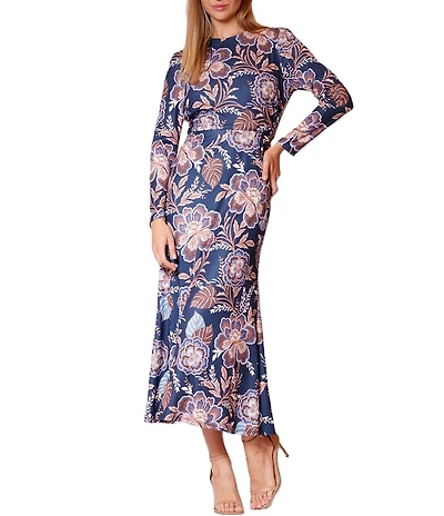 Julia Jordan Long Sleeve Printed Jersey Dress