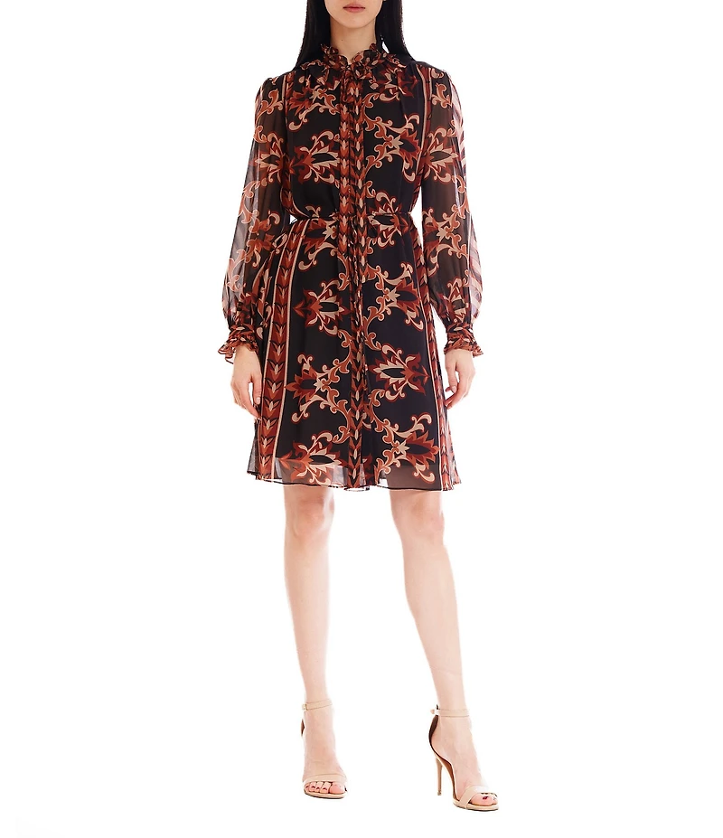 Julia Jordan Long Sleeve Ruffle Collar Short Dress