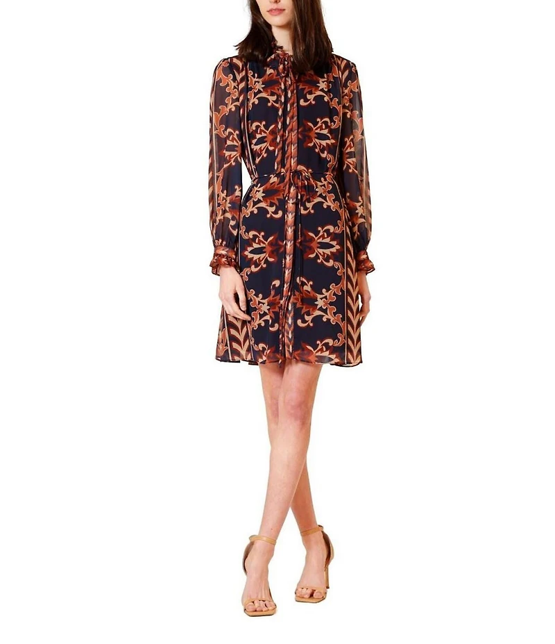 Julia Jordan Long Sleeve Ruffle Collar Short Dress