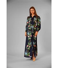 Julia Jordan Long Sleeve Self Tie At Waist Maxi Shirt Dress