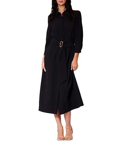 Julia Jordan Long Sleeve Belted Shirt Dress