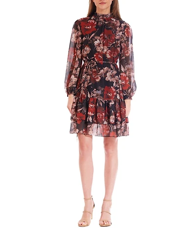 Julia Jordan Long Sleeve Short Dress With Ruffle Collar