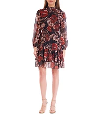 Julia Jordan Long Sleeve Short Dress With Ruffle Collar