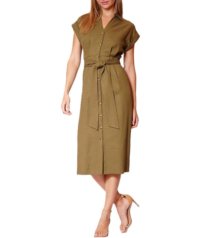 Julia Jordan Midi Short Sleeve Shirt Dress