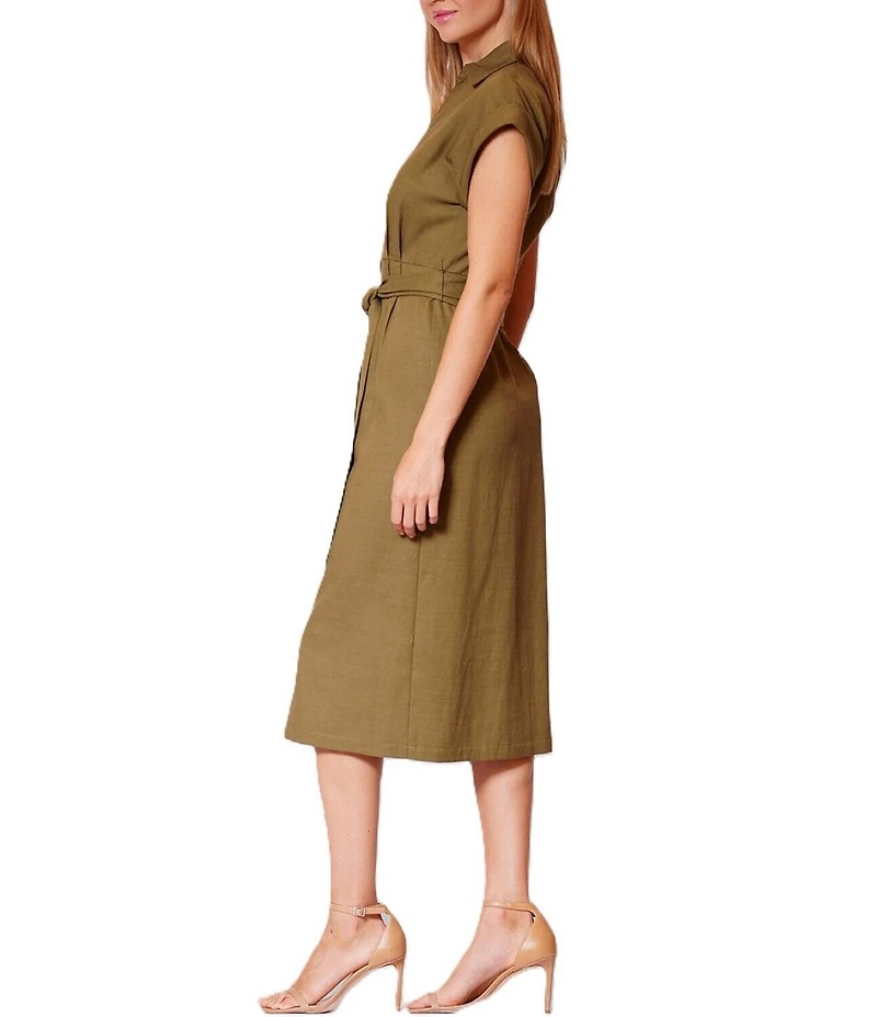 Julia Jordan Midi Short Sleeve Shirt Dress