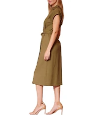 Julia Jordan Midi Short Sleeve Shirt Dress
