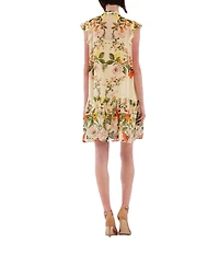 Julia Jordan Mock Neck Ruffle Sleeve Floral Print Shirt Dress