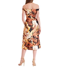 Julia Jordan Off-The-Shoulder Floral Print Midi Dress