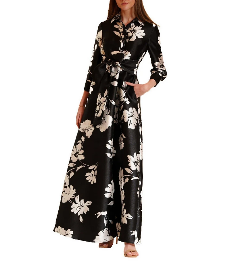 Julia Jordan Printed Long Sleeve Shirt Dress Gown