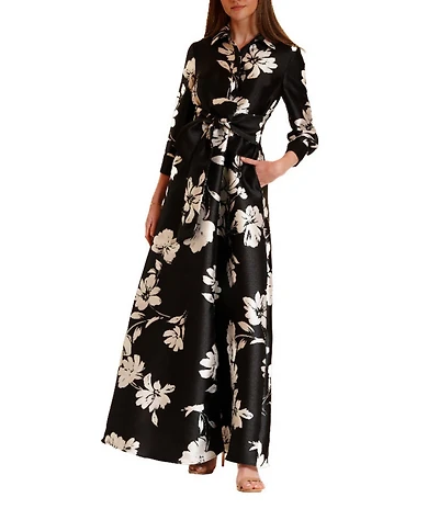 Julia Jordan Printed Long Sleeve Shirt Dress Gown