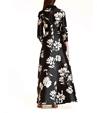 Julia Jordan Printed Long Sleeve Shirt Dress Gown