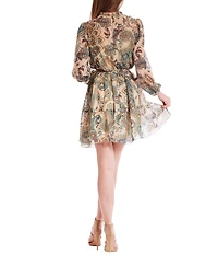 Julia Jordan Printed Long Sleeve Short Dress