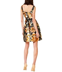 Julia Jordan Printed Mikado Square Neck Mini Dress