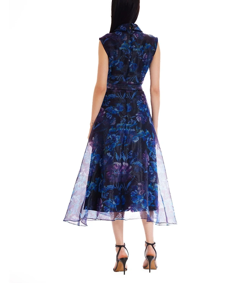Julia Jordan Printed Organza Collared Gown