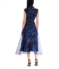 Julia Jordan Printed Organza Collared Gown