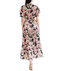 Julia Jordan Printed Short Sleeve Maxi Dress