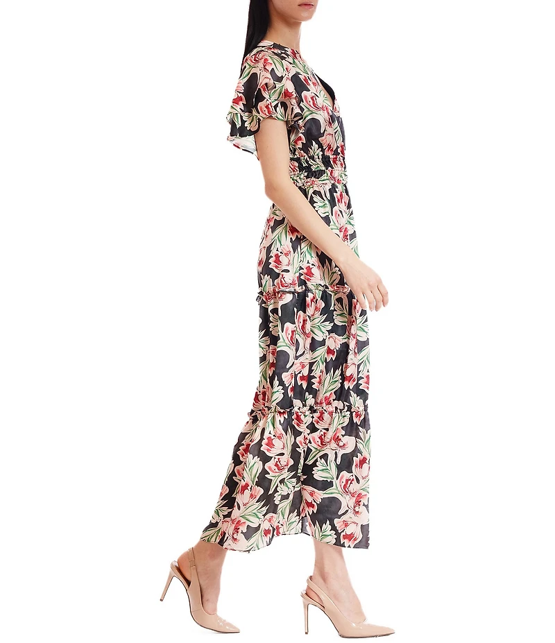 Julia Jordan Printed Short Sleeve Maxi Dress