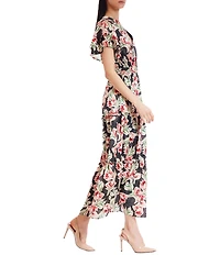 Julia Jordan Printed Short Sleeve Maxi Dress