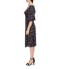 Julia Jordan Printed Square Neck A-Line Midi Dress