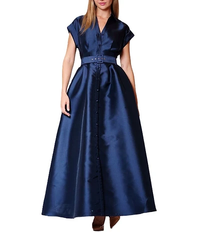 Julia Jordan Self Covered Belt Long Shirt Dress