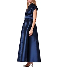 Julia Jordan Self Covered Belt Long Shirt Dress