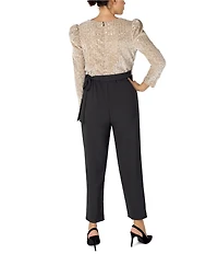 Julia Jordan Sequin & Crepe Long Sleeve Jumpsuit