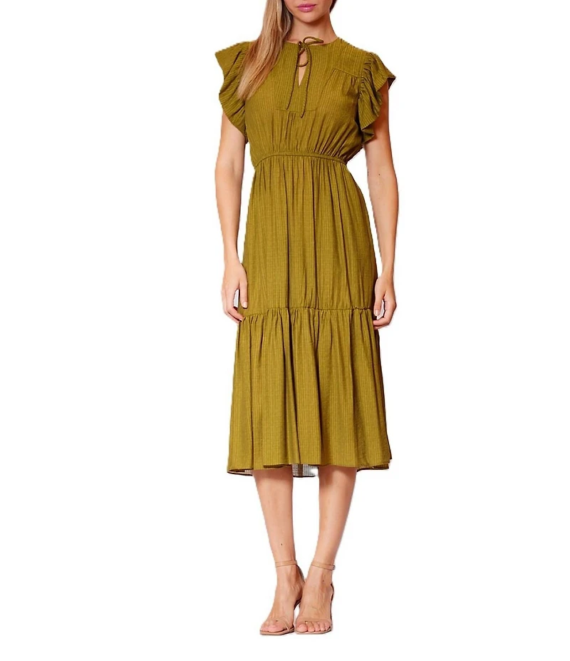 Julia Jordan Short Sleeve Tiered Skirt Midi Dress