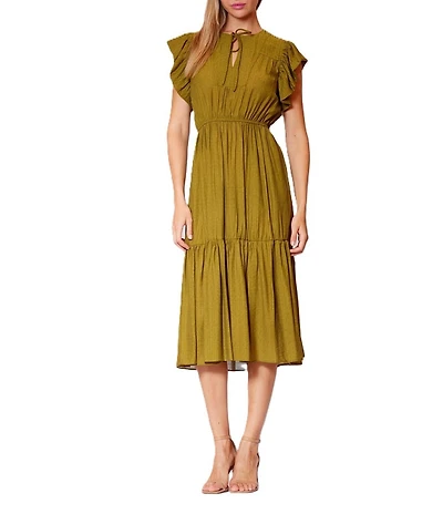 Julia Jordan Short Sleeve Tiered Skirt Midi Dress