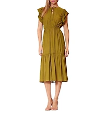 Julia Jordan Short Sleeve Tiered Skirt Midi Dress