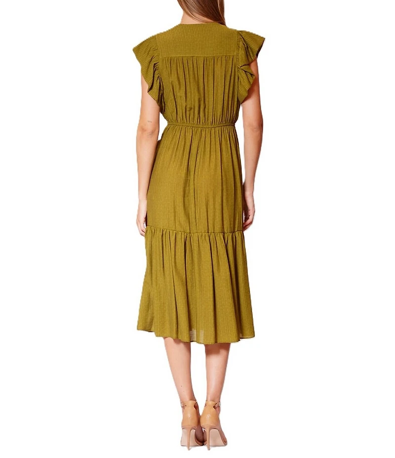 Julia Jordan Short Sleeve Tiered Skirt Midi Dress