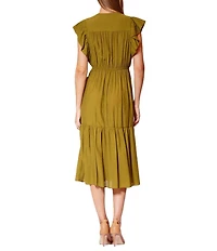 Julia Jordan Short Sleeve Tiered Skirt Midi Dress