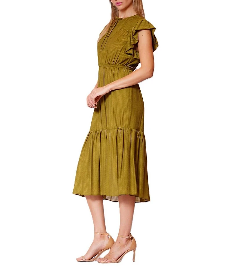 Julia Jordan Short Sleeve Tiered Skirt Midi Dress