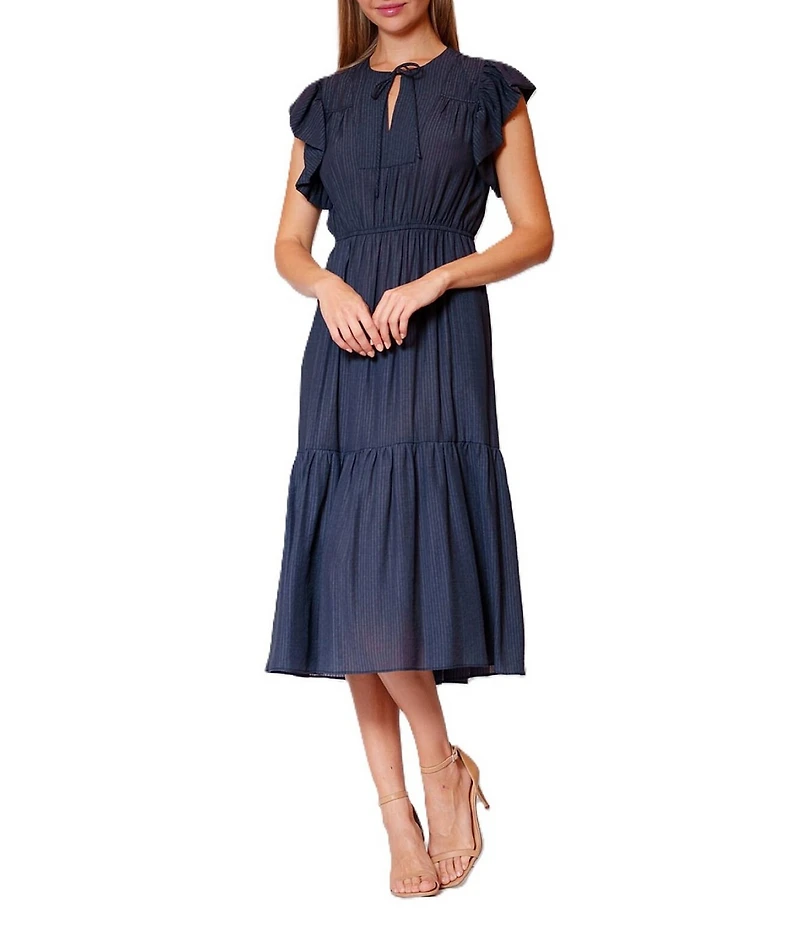 Julia Jordan Short Sleeve Tiered Skirt Midi Dress