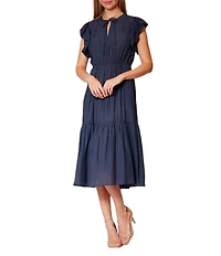Julia Jordan Short Sleeve Tiered Skirt Midi Dress