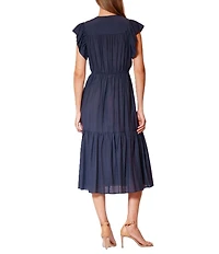 Julia Jordan Short Sleeve Tiered Skirt Midi Dress