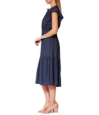 Julia Jordan Short Sleeve Tiered Skirt Midi Dress