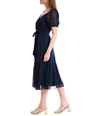 Julia Jordan Short Sleeve Self Tie Sash Midi Dress