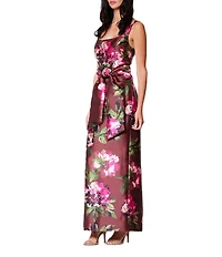 Julia Jordan Sleeveless Floral Twill Long Tie Front Detail Dress