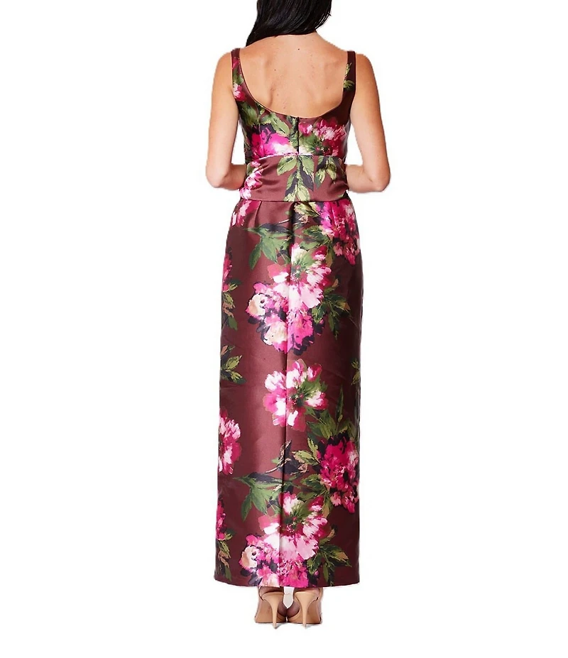 Julia Jordan Sleeveless Floral Twill Long Tie Front Detail Dress