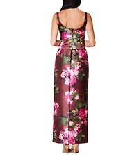 Julia Jordan Sleeveless Floral Twill Long Tie Front Detail Dress