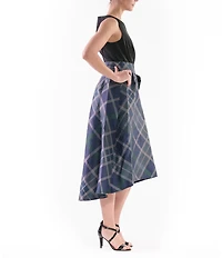Julia Jordan Sleeveless Plaid Print Hi-Low Midi Dress With Belted Bow