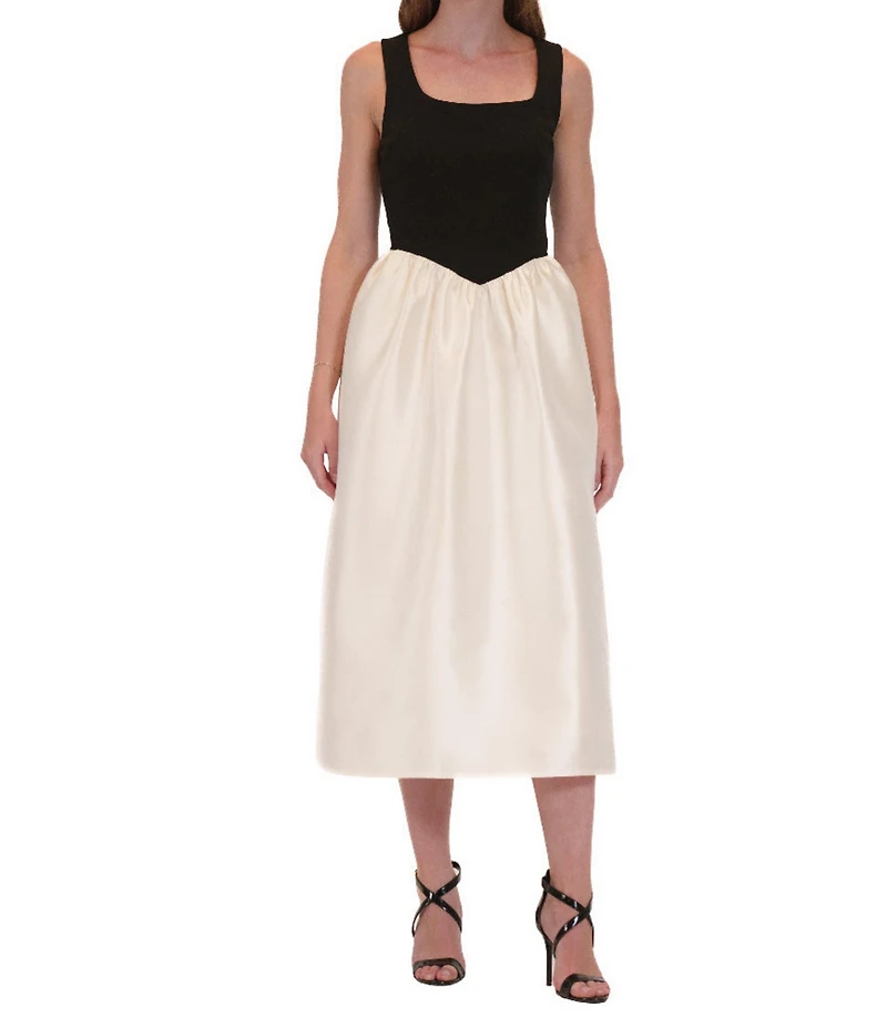 Julia Jordan Sleeveless Scuba Crepe & Mikado Evening Dress