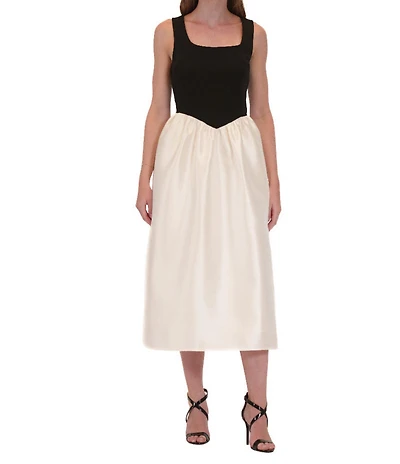 Julia Jordan Sleeveless Scuba Crepe & Mikado Evening Dress