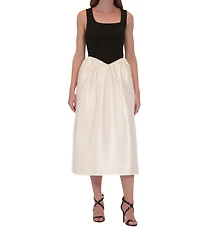 Julia Jordan Sleeveless Scuba Crepe & Mikado Evening Dress