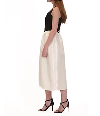 Julia Jordan Sleeveless Scuba Crepe & Mikado Evening Dress