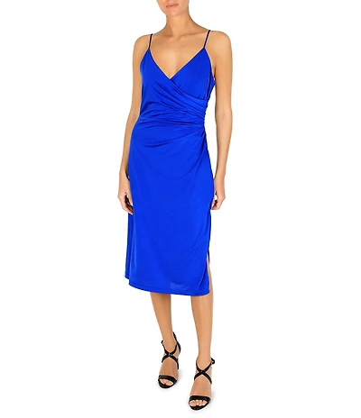 Julia Jordan Spaghetti Strap Wrap Midi Dress