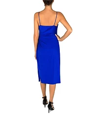 Julia Jordan Spaghetti Strap Wrap Midi Dress