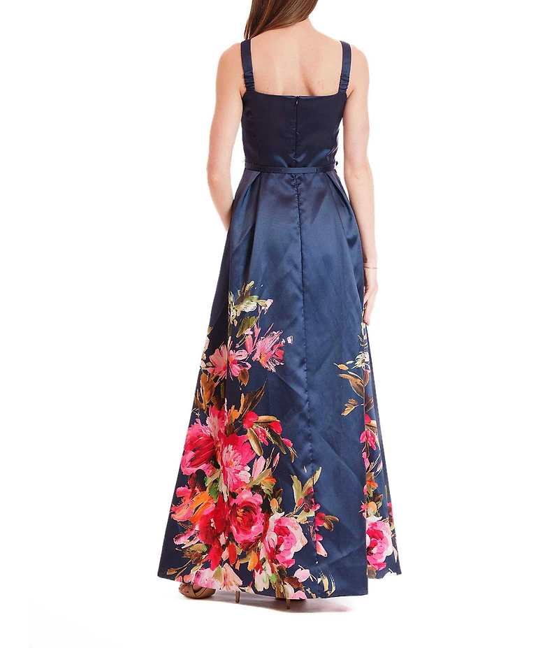 Julia Jordan Square Neck A-Line Floral Print Dress